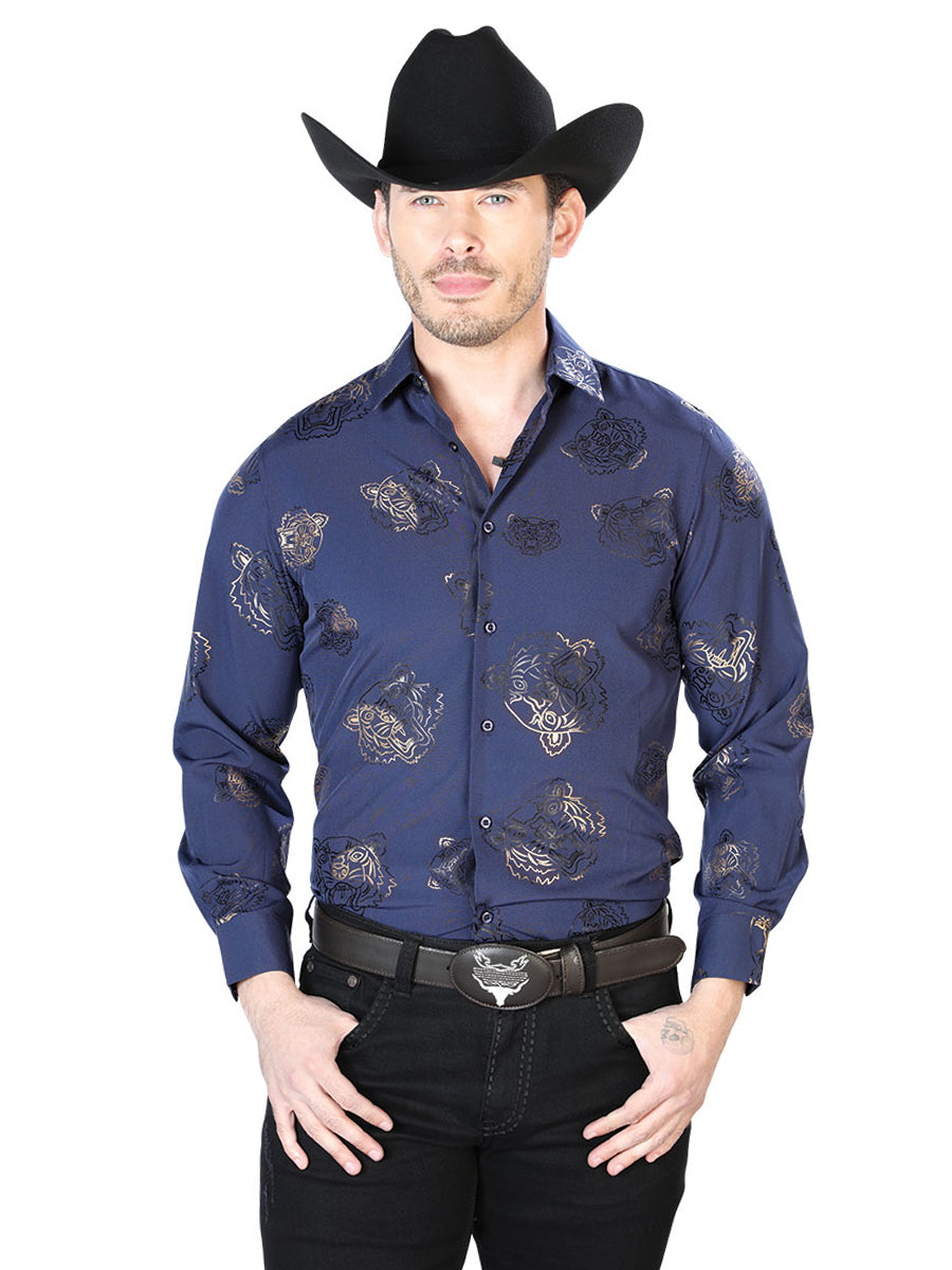 Navy Casual Long Sleeve Shirt 43843