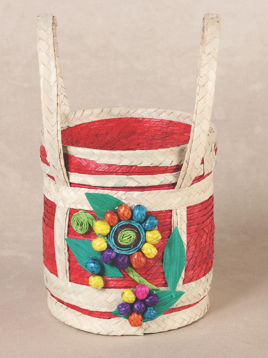 Handmade cosmetic bag 100% from Palma. Hand woven. - Flower - Multicolor 602139