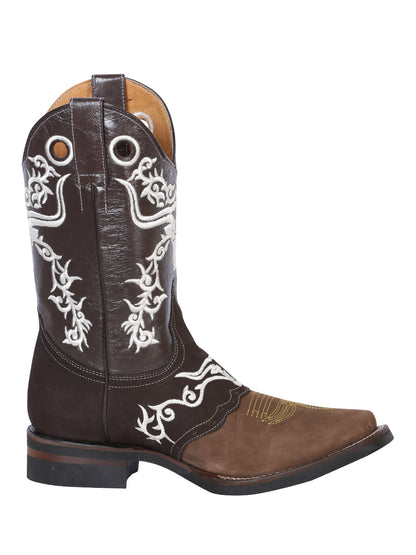 El General Rodeo Boot - Crazy  Brown/Dark Brown with Embroidery  34311