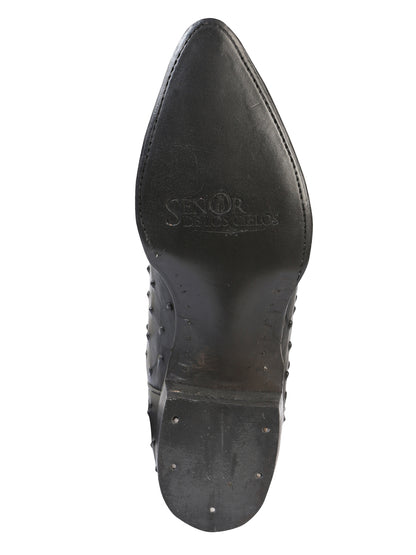 El Señor de los Cielos Men’s Western Boots - Imitation Ostrich  Leather - Black 40836