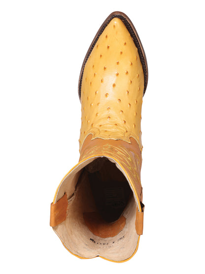 El Señor de los Cielos Men’s Western Boot - Ostrich Print Leather -  Butter 40837