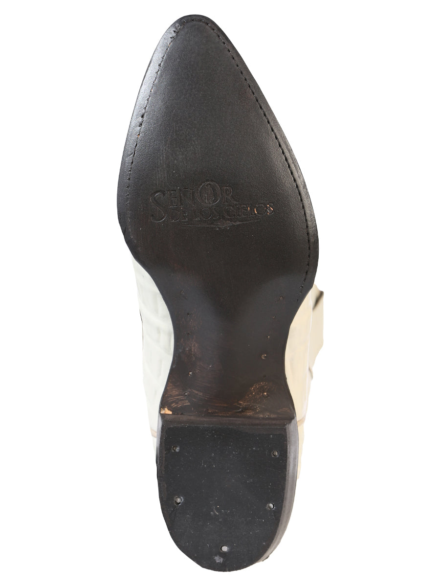 El Señor de los Cielos Men’s Western Boot - Caiman Tail Print Leather  - Bone 40845