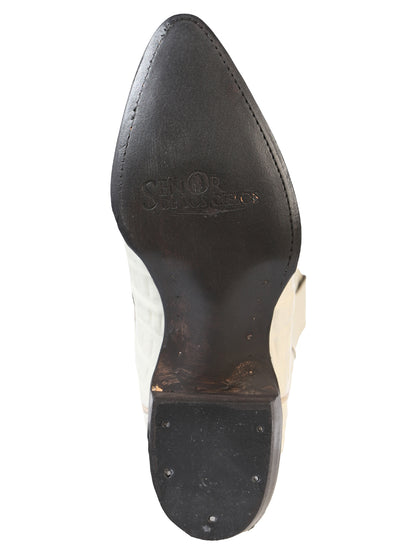 El Señor de los Cielos Men’s Western Boot - Caiman Tail Print Leather  - Bone 40845