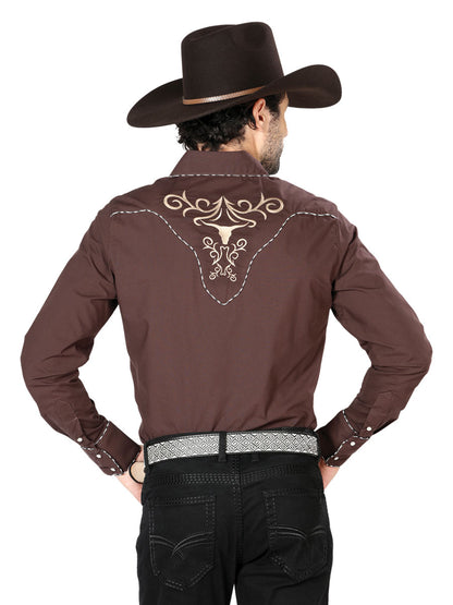 El General Embroidery Western Shirt Brown/Gold 42891