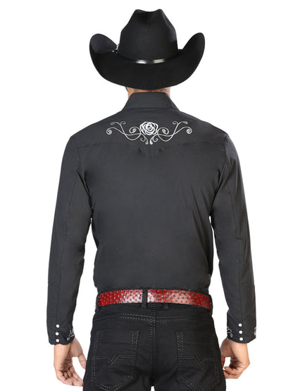 El General Embroidery Western Shirt Black/White 42937
