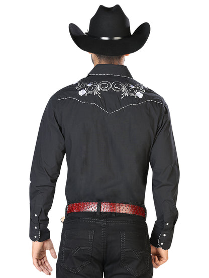 El General Embroidery Western Shirt Black/White 42940