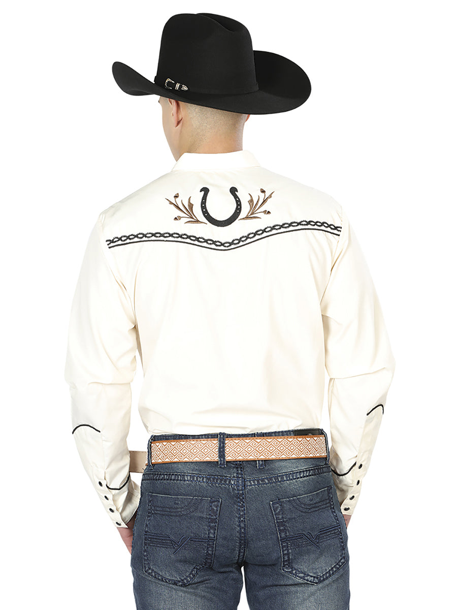 El General Embroidery Western Shirt Beige/Black 43295