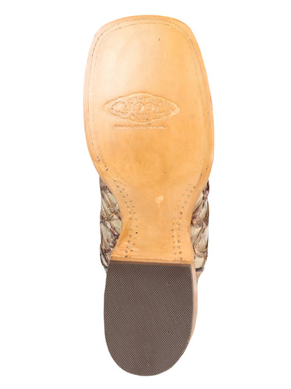 El General Men's Exotic Monster Fish Rodeo Boots - Cream 44114