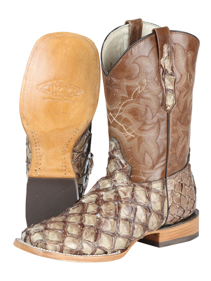 El General Men's Exotic Monster Fish Rodeo Boots - Cream 44114