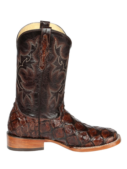 El General Men's Exotic Monster Fish Rodeo Boots - Brown 44116
