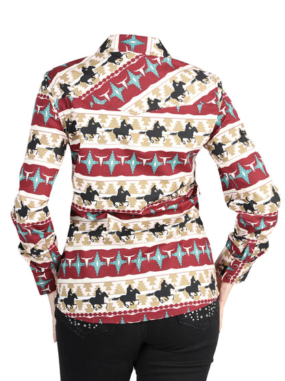 El General Black/Gold Casual Long-Sleeve Shirt  -  Burgandy 44480