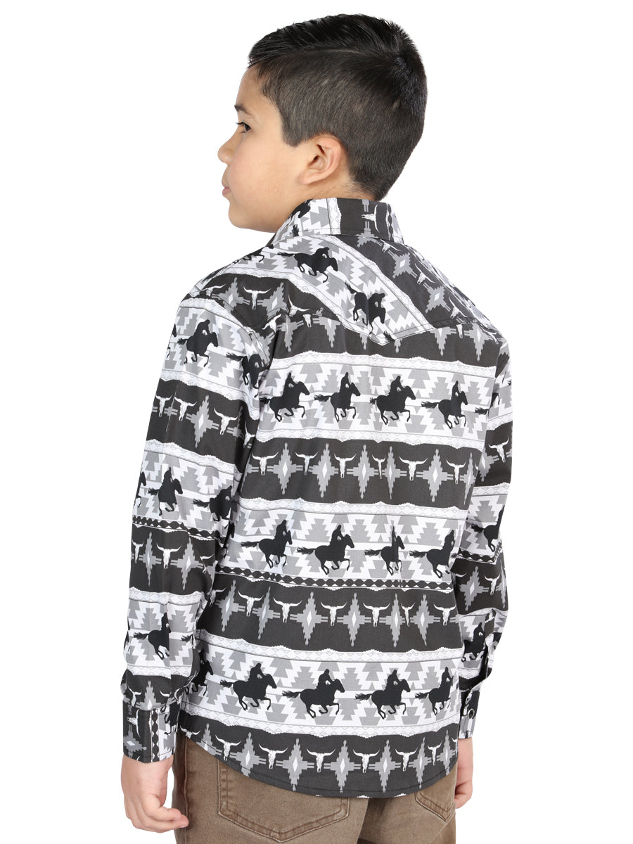 Casual Long-Sleeve Shirt by El General Black 44495