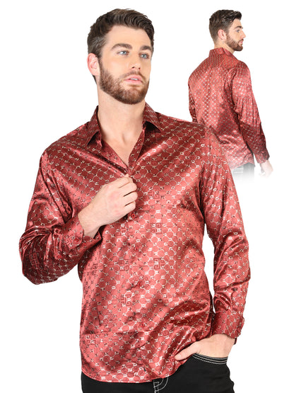 El General Burgundy/Gold Casual Long-Sleeve Shirt 44546