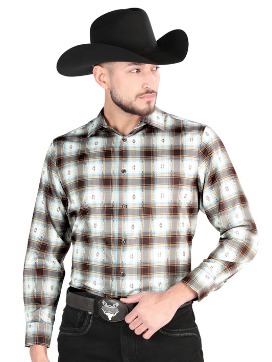El General - Casual Long Sleeve Shirt - Brown/Sand 44700