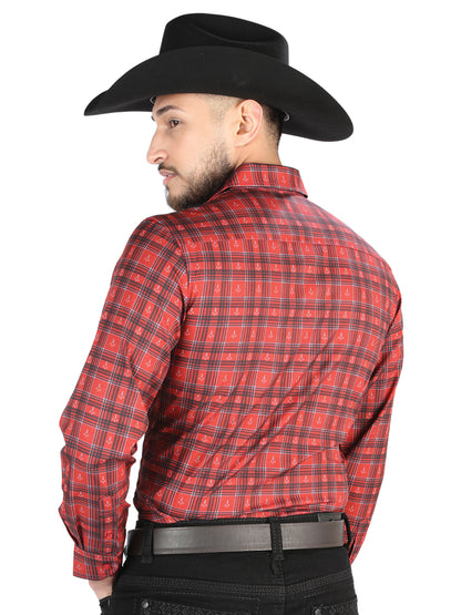 El General - Casual Long Sleeve Shirt - Red/Black 44705