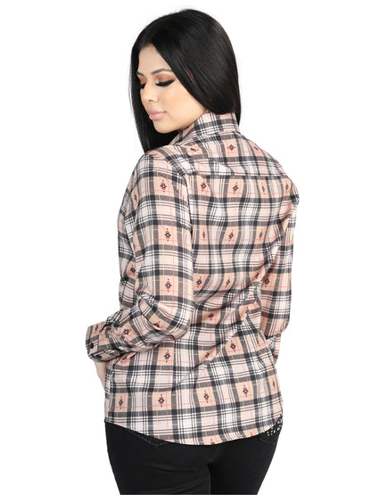 El General  -  Casual Long-Sleeve Shirt  - Beige/Black 44715