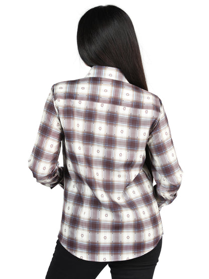 El General  -  Casual Long-Sleeve Shirt  - Beige/Burgandy 44730