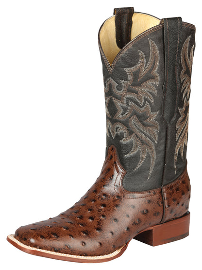 El Señor de los Cielos Men’s Rodeo Boot - Imitation Ostrich Leather -  Brown 44934