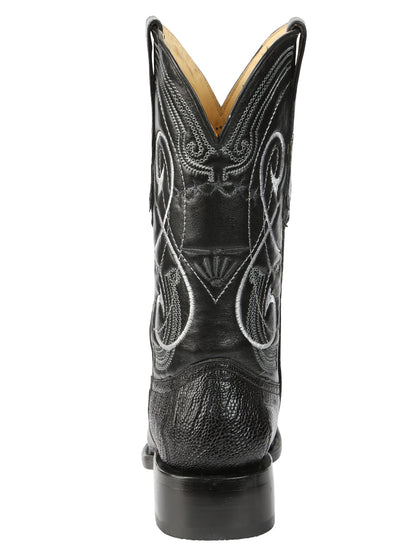 El General Men's Exotic Ostrich Leg Cowboy Boots - Black 45067