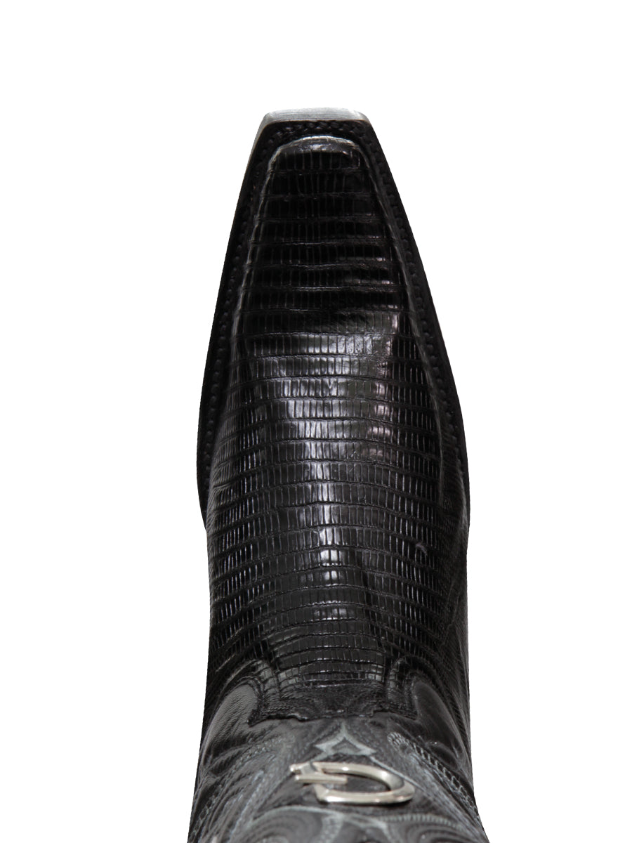 El General Men's Exotic Lizard Cowboy Boots - Black 45072
