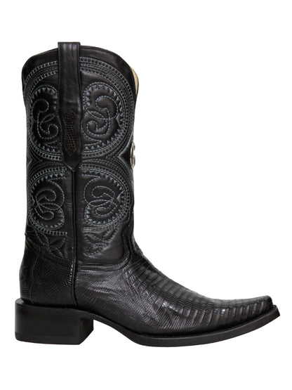 El General Men's Exotic Lizard Cowboy Boots - Black 45072