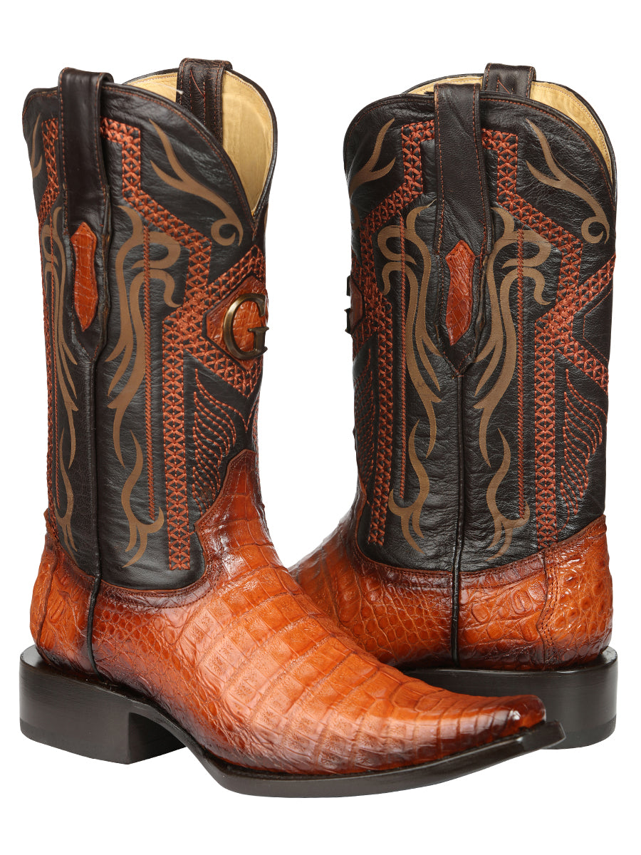 El General Men's Exotic Caiman Belly Cowboy Boots - Cognac  45080