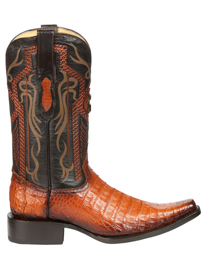 El General Men's Exotic Caiman Belly Cowboy Boots - Cognac  45080