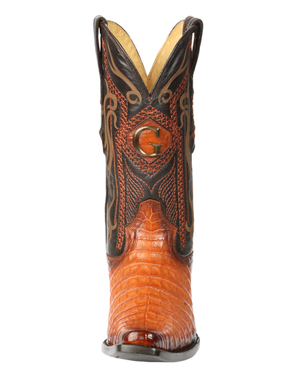 El General Men's Exotic Caiman Belly Cowboy Boots - Cognac  45080