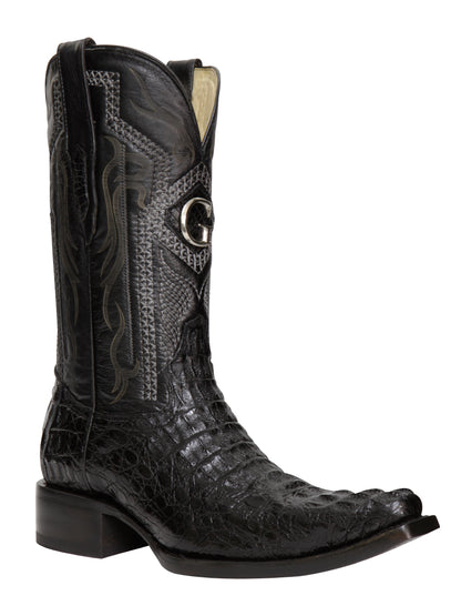 El General Men's Exotic Caiman Nuca Cowboy Boots - Black 45081