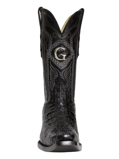 El General Men's Exotic Caiman Nuca Cowboy Boots - Black 45081