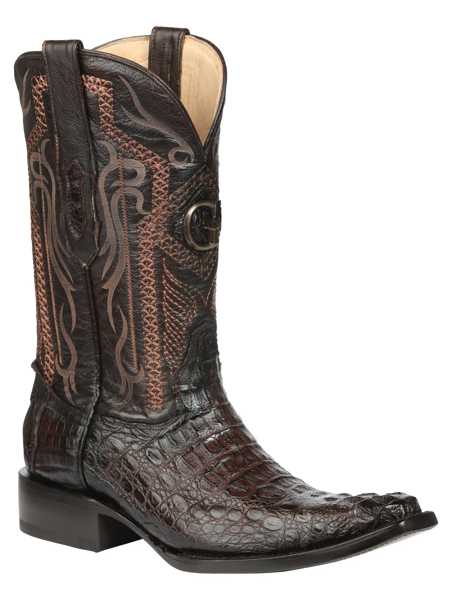 El General Men's Exotic Caiman Nuca Cowboy Boots - Brown 45082