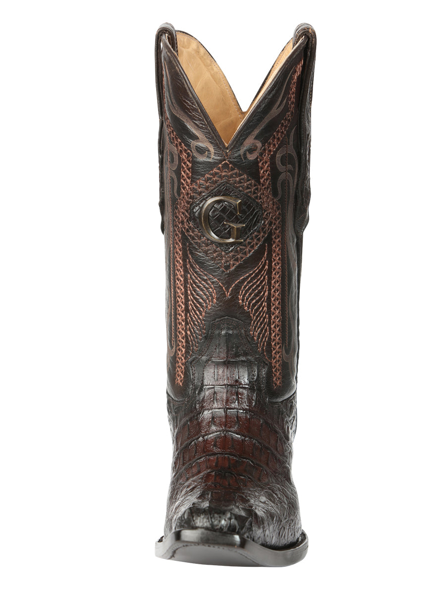 El General Men's Exotic Caiman Nuca Cowboy Boots - Brown 45082