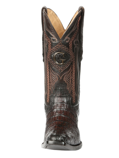 El General Men's Exotic Caiman Nuca Cowboy Boots - Brown 45082