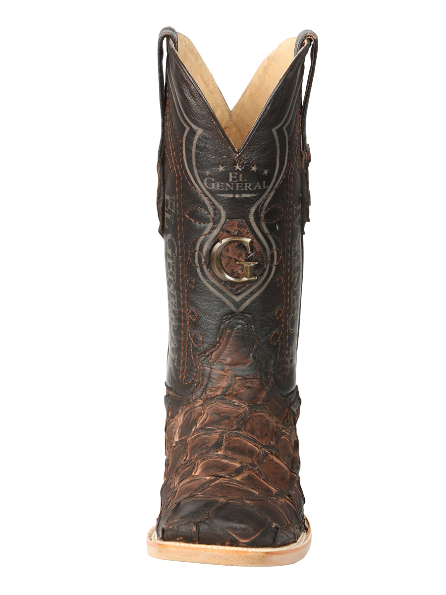 El General Men's Exotic Monster Fish Rodeo Cowboy Boots - Brown  45084