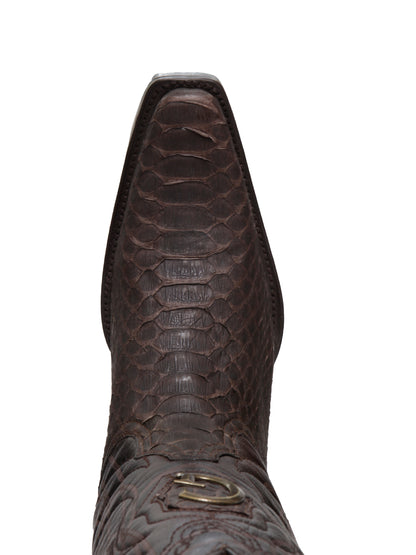 El General Men's Exotic Python Leather Cowboy Boots - Brown  45088
