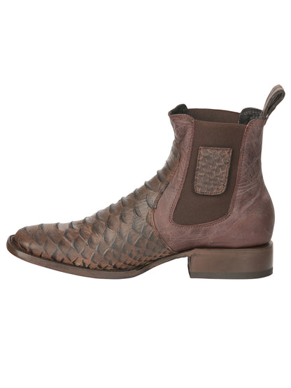 El General Men’s Python Imitation Brown Ankle Boots 45092