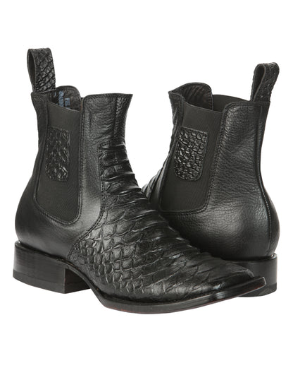 El General Men’s Python Imitation Black Ankle Boots 45093