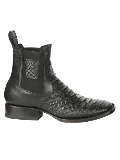 El General Men’s Python Imitation Black Ankle Boots 45093