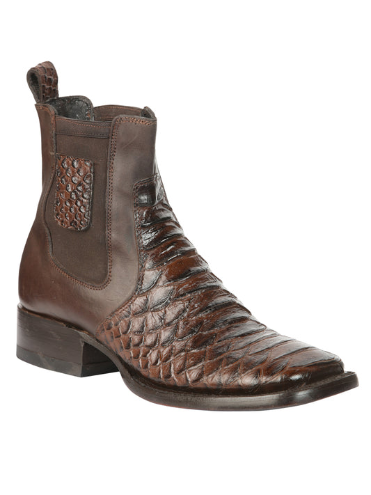 El General Men’s Python Imitation Brown Ankle Boots 45094