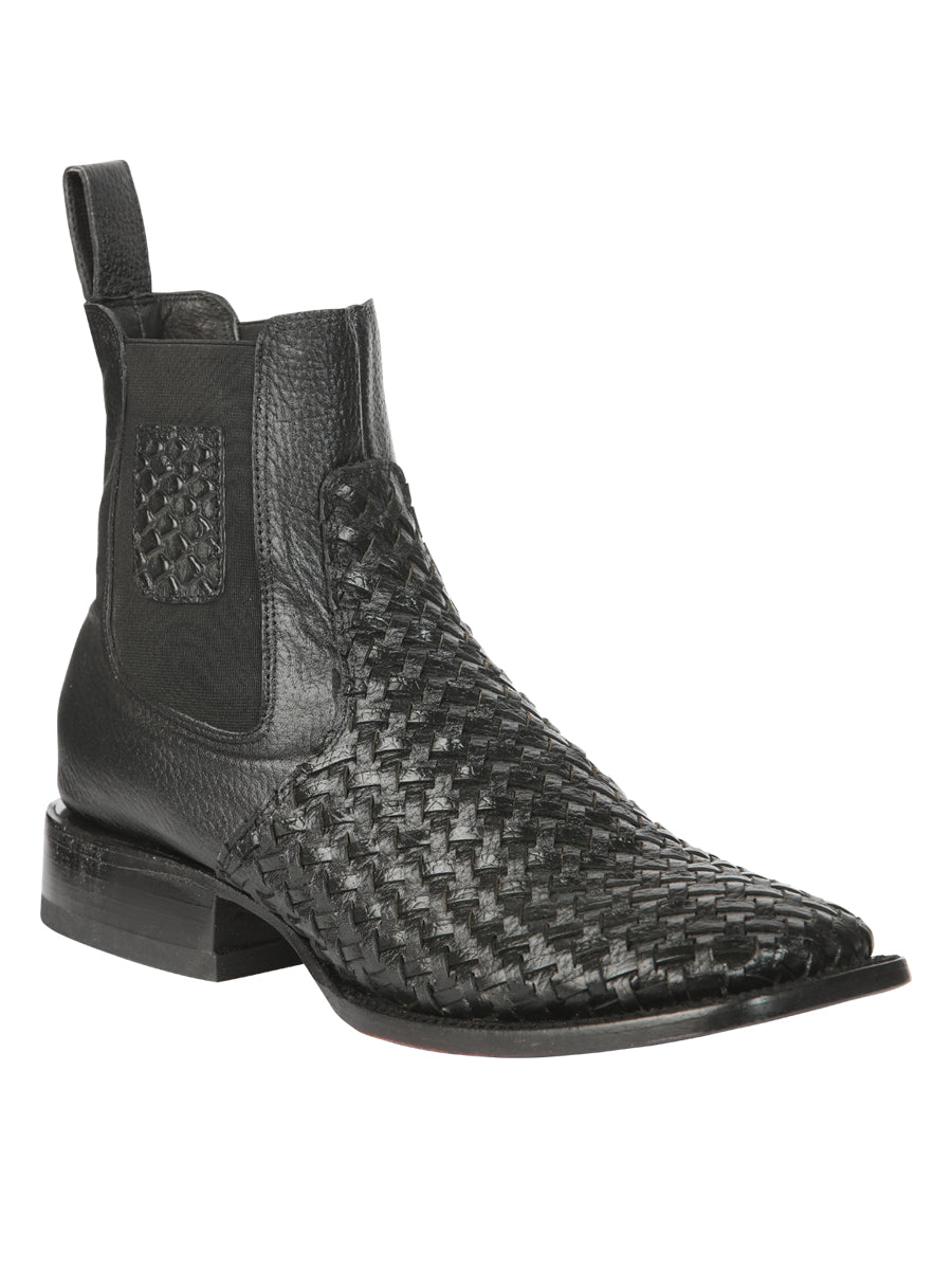 El General Men’s Rodeo Black Petatillo Woven Ankle Boots 45181