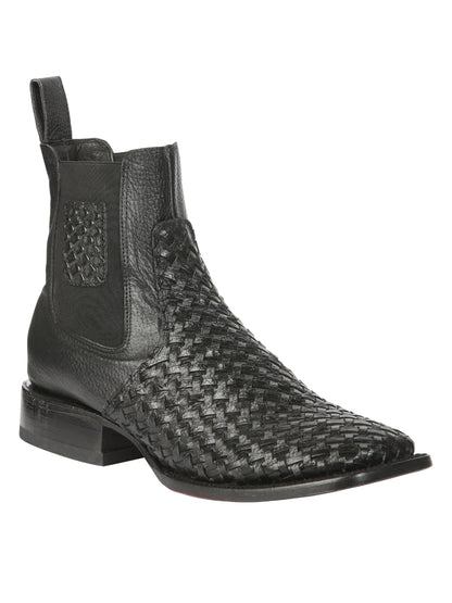 El General Men’s Rodeo Black Petatillo Woven Ankle Boots 45181