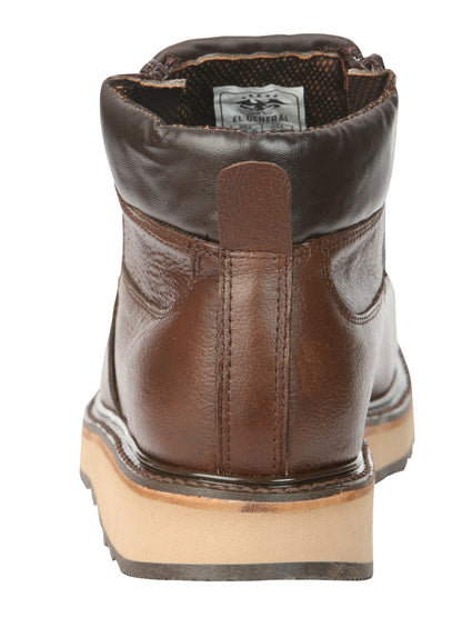 El General Men’s Brown Woven Ankle Boots with Zipper 45184
