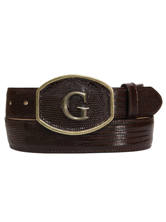 El General Exotic Lizard Leather Cowboy Belt - Brown 45302