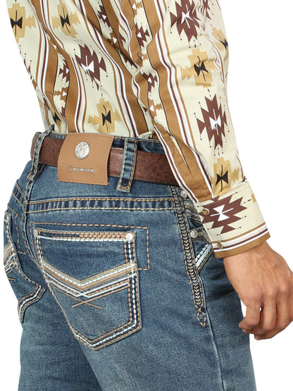 Centenario Men's Blue Denim with Embroidered Details 45314