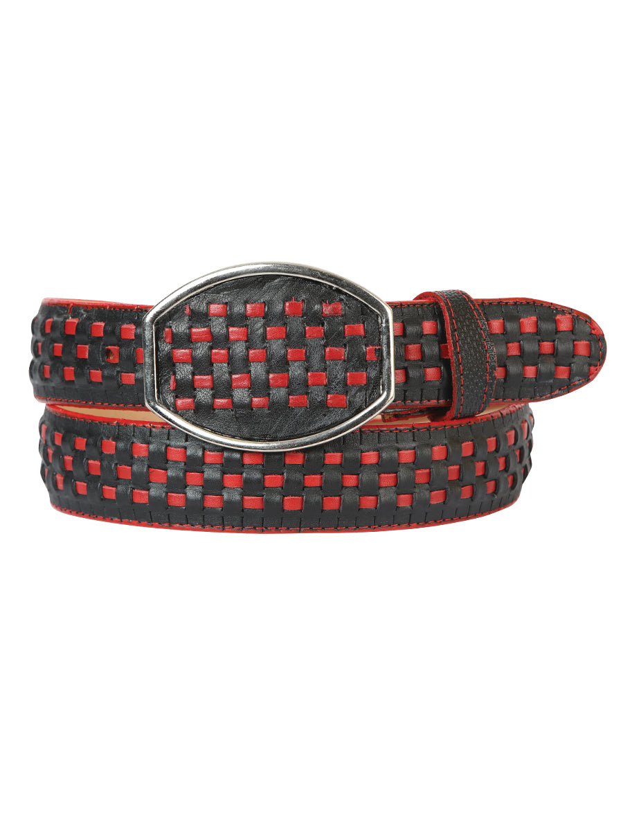 El General Cowboy Belt Petatillo Leather - Black/Red

 45371