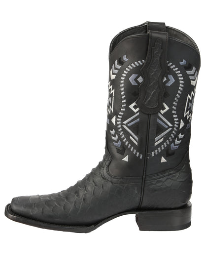 El General Men’s Black Python Imitation Rodeo Boots 45398