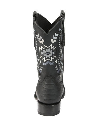 El General Men’s Black Python Imitation Rodeo Boots 45398