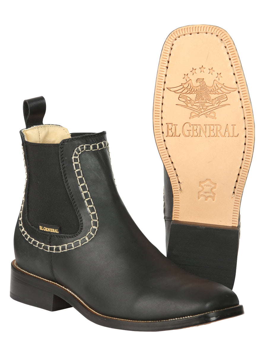 El General Men’s Leather Ankle Boots - Black 45420