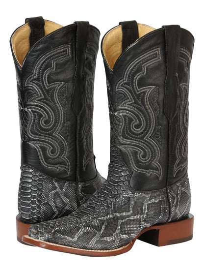 El General Men’s Python Imitation Rodeo Boots - Gray 45432
