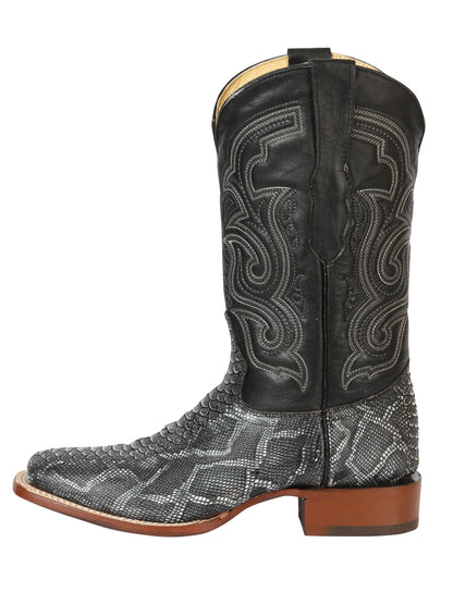 El General Men’s Python Imitation Rodeo Boots - Gray 45432